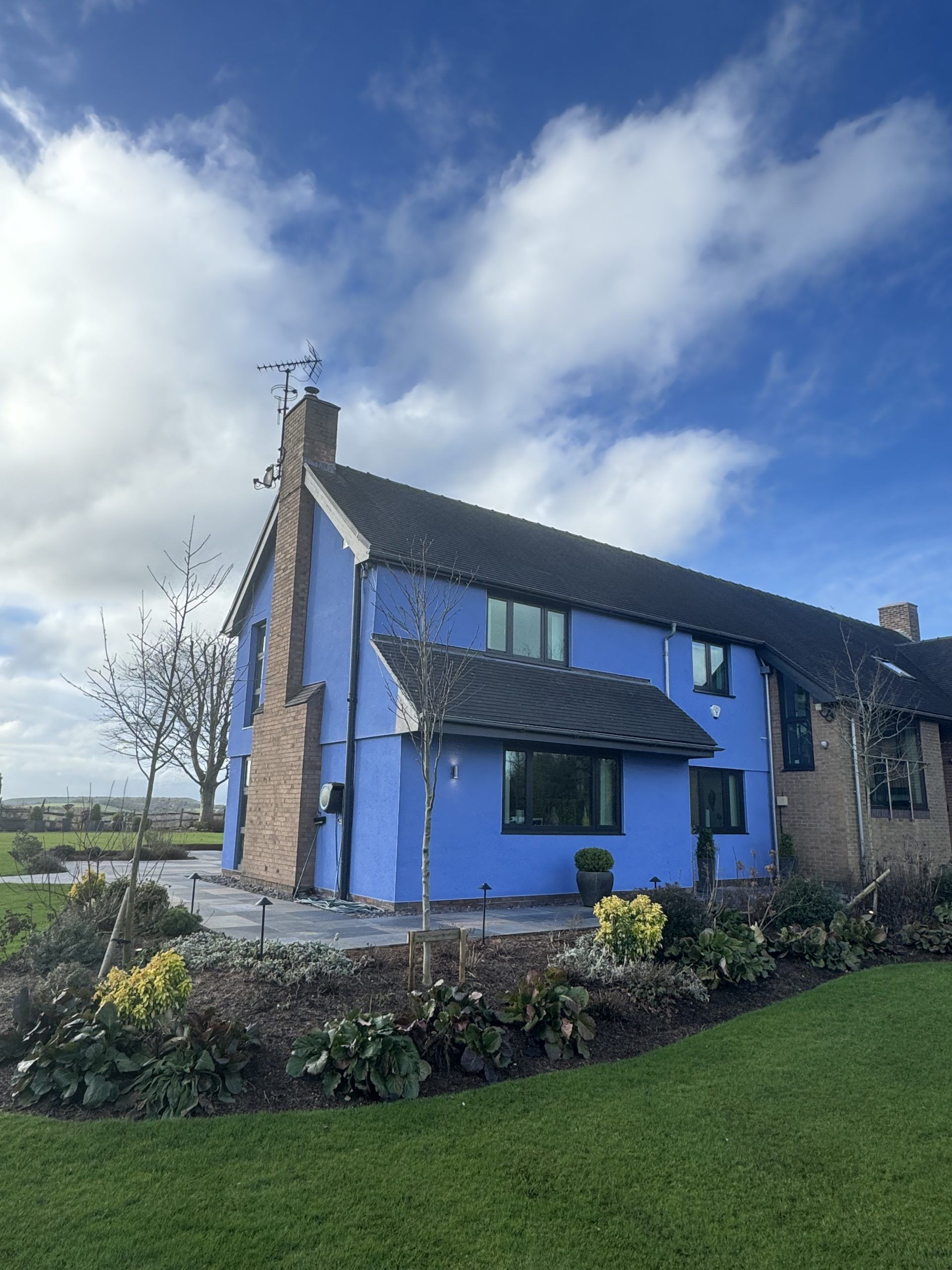 Brick effect render finish applied to a Staffordshire home by SM Rendering